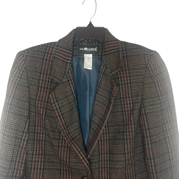 Sag Harbor Petite Plaid Wool Blend Blazer Jacket Size 6 - Picture 8 of 10